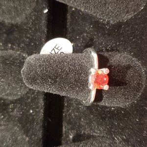 Red Cz Silver Ring Size 8